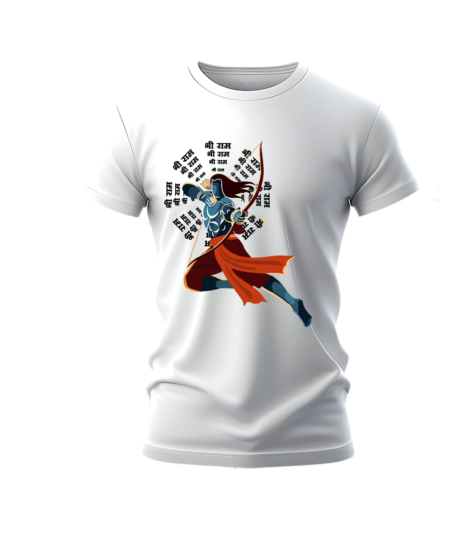 Ram – Archer Concentric | Premium Bio-washed Pure White Cotton Regular fit T-shirt