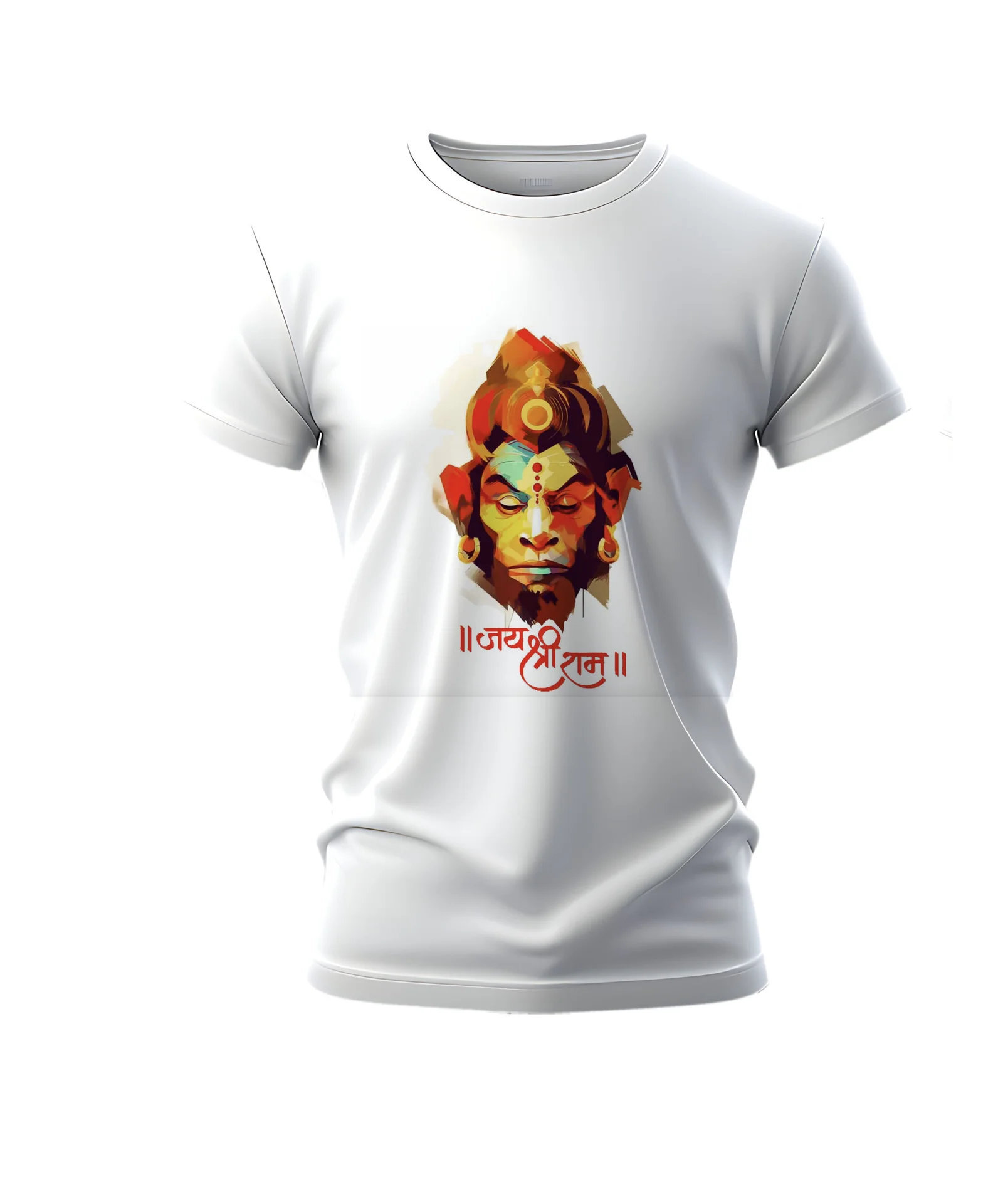 Ram Bhakt Hanuman | Pure White Bio-washed cotton Regular fit T-shirt