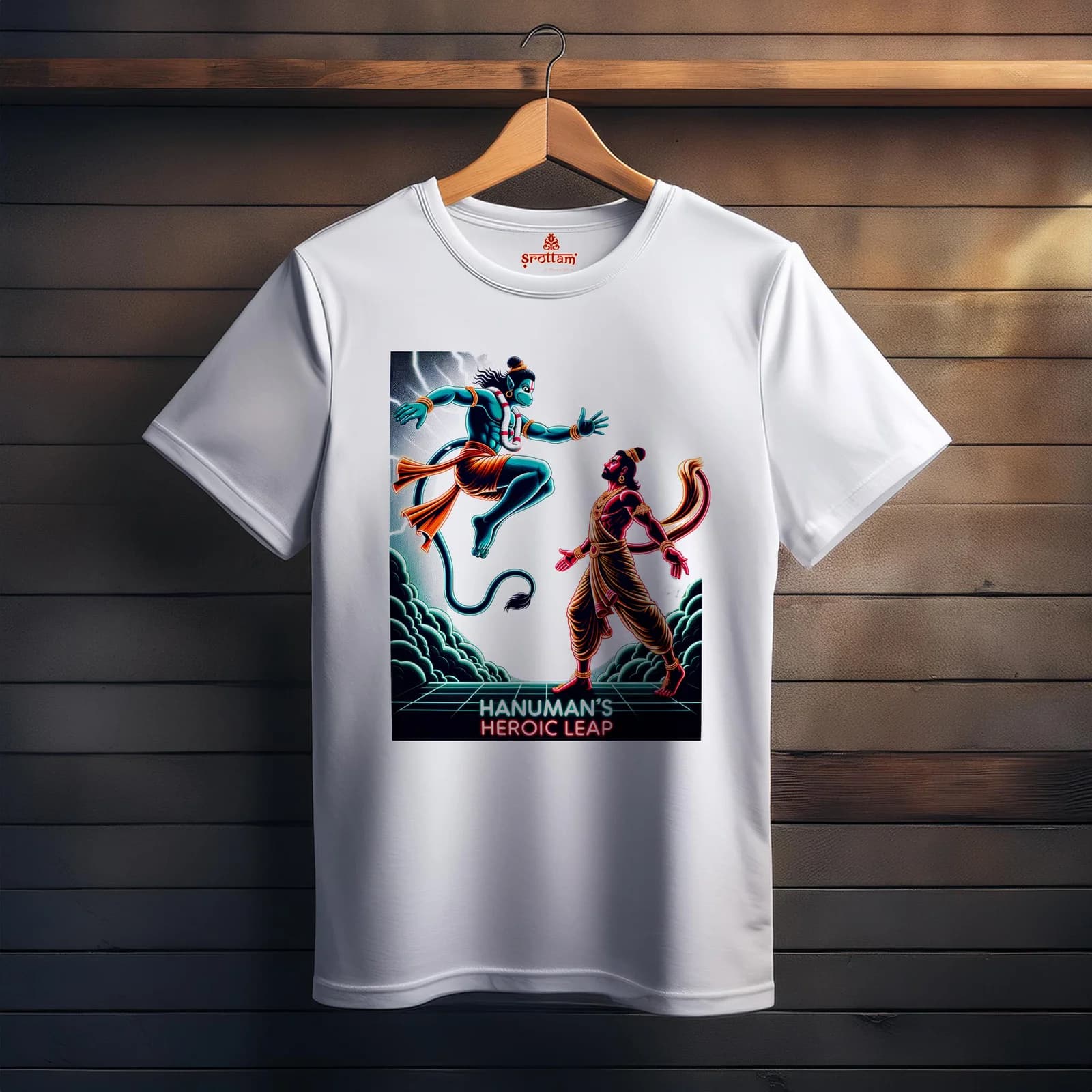 Hanuman – The Heroic Leap | Premium Bio-washed Cotton T-shirt