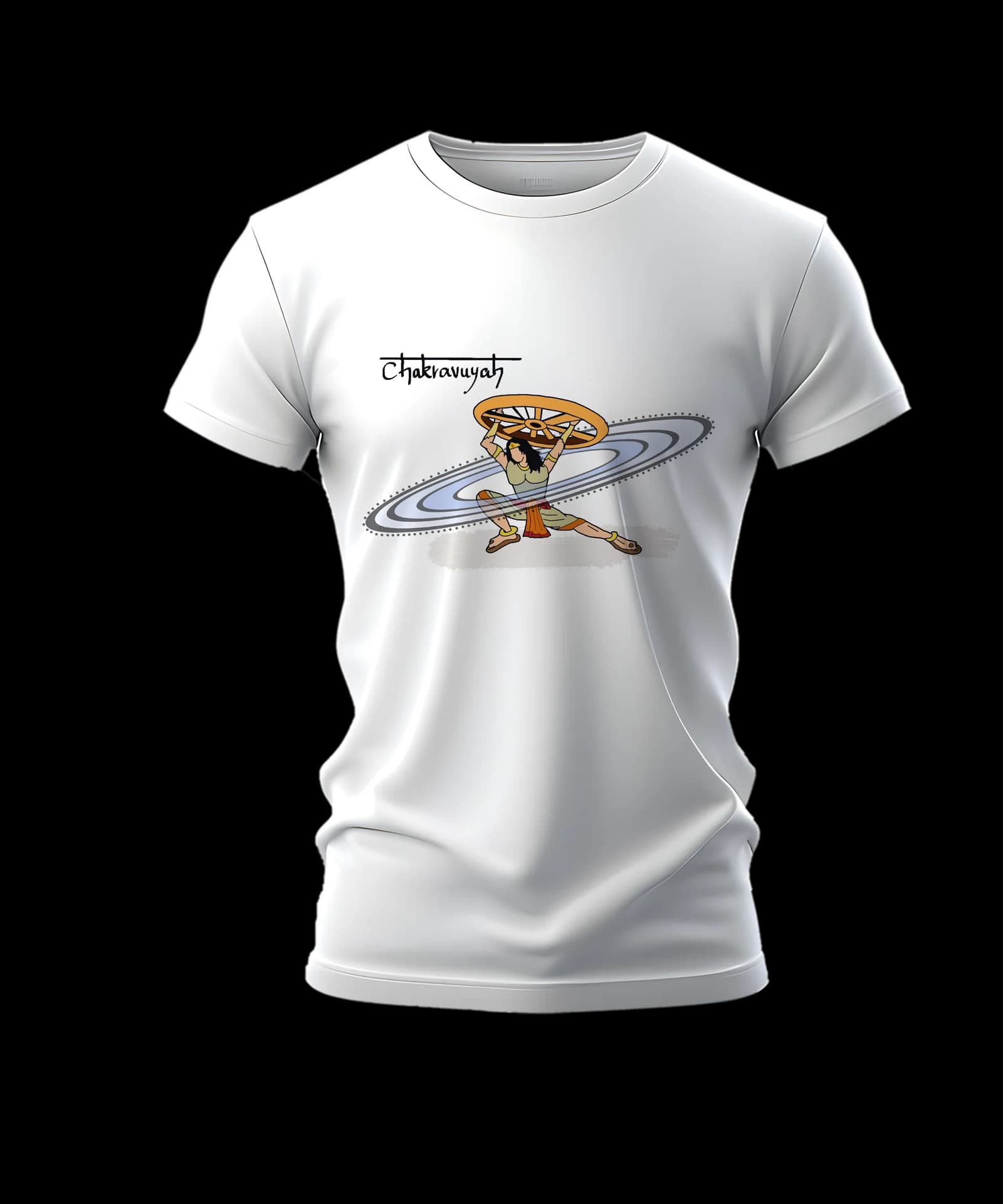 Abhimanyu – Chakravyuh | Pure White Premium Bio-Washed Cotton Regular fit T-shirt