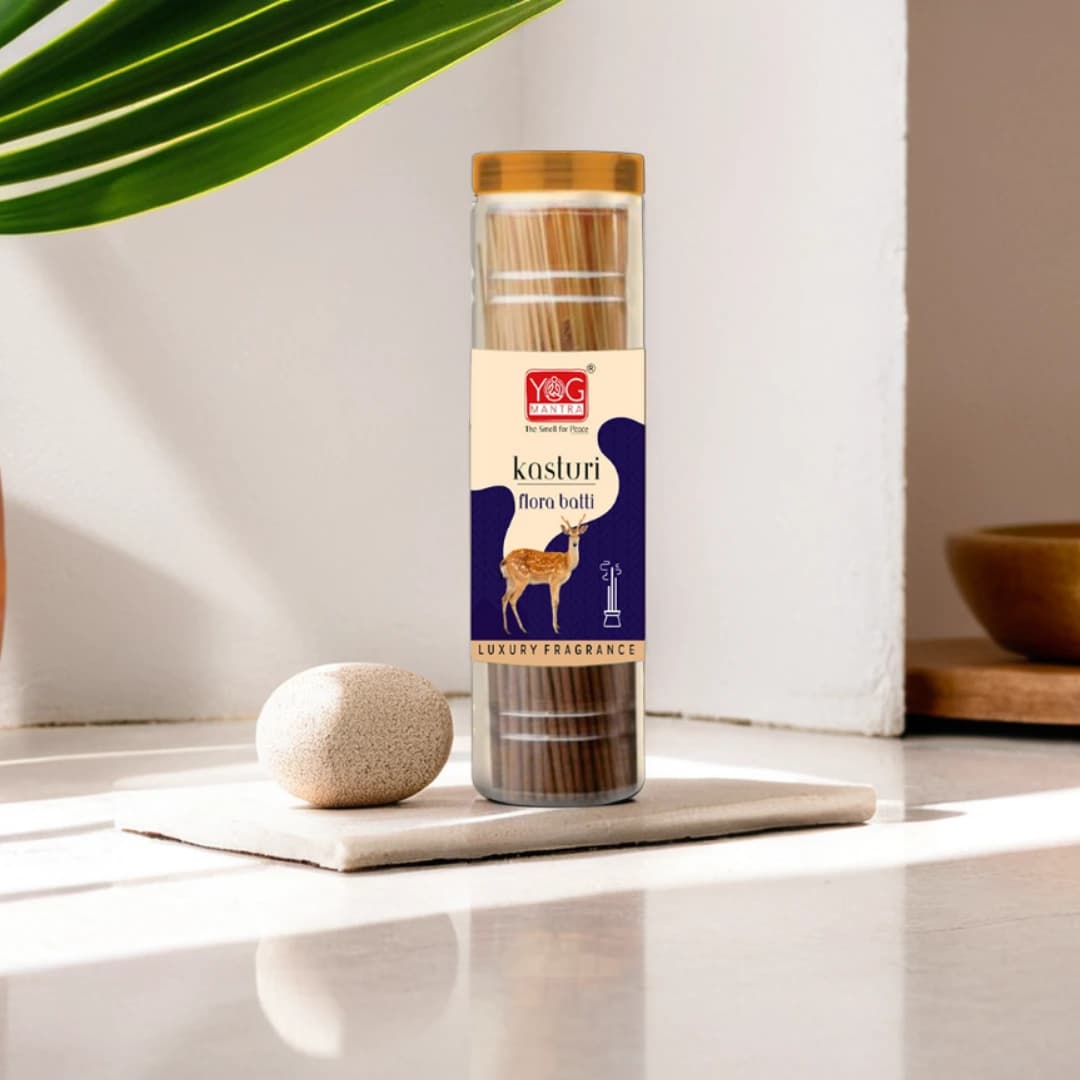 Yog Mantra Kasturi Premium Flora Jar Incense sticks(90gm)- Pack of 4