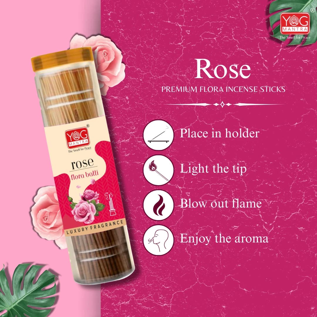 Yog Mantra Rose Premium Flora Jar Incense sticks(300gm)- Pack of 1