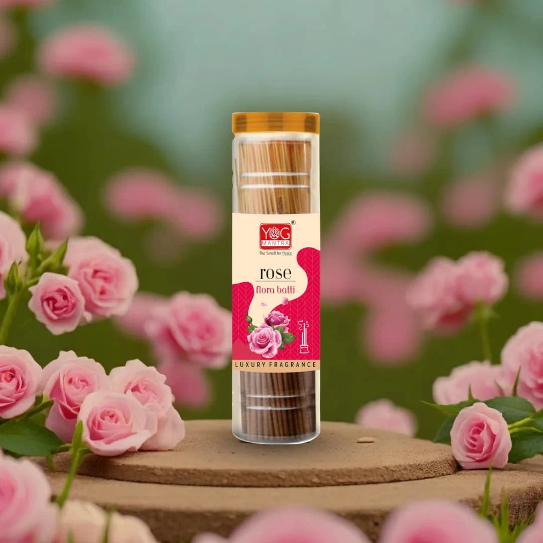 Yog Mantra Rose Premium Flora Jar Incense sticks(90gm)- Pack of 4