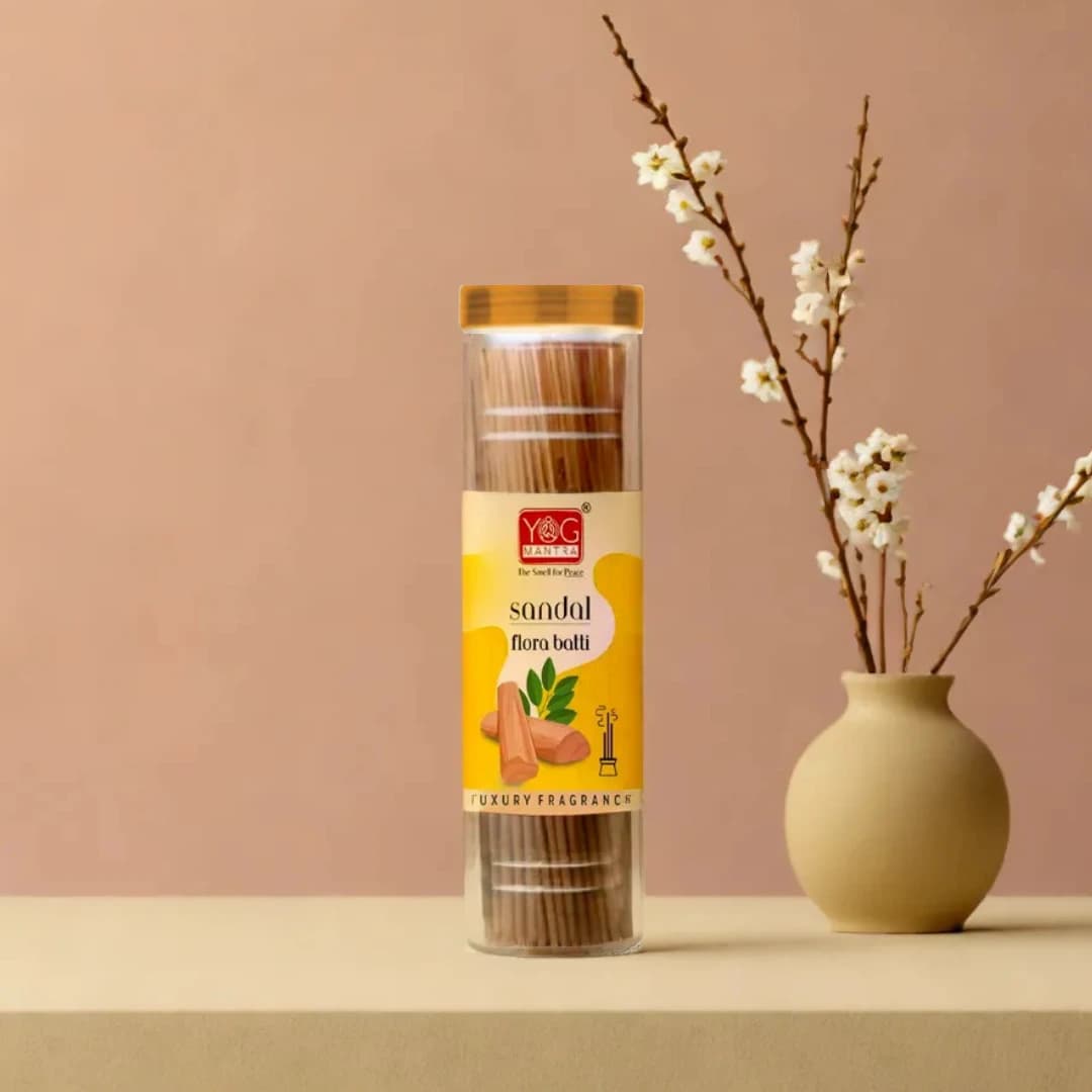 Yog Mantra Sandal Premium Flora Jar Incense sticks(300gm)- Pack of 1