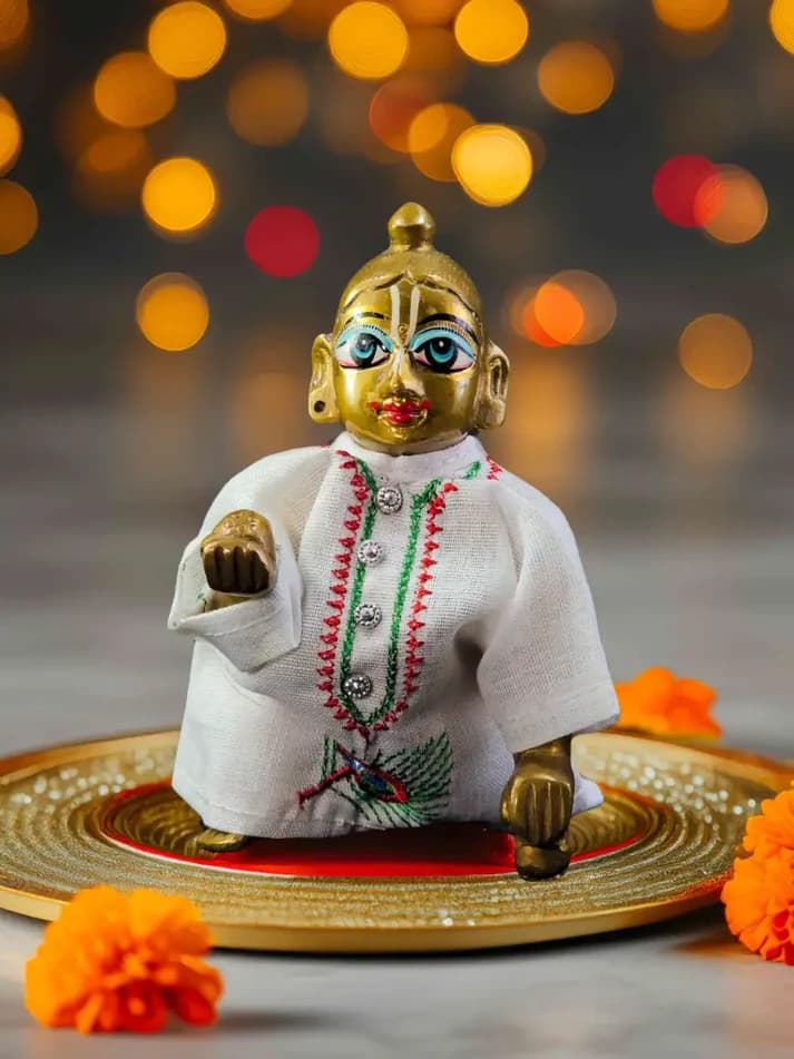 Mor Chhavi White Kurta Pajama Dress for Laddu Gopal