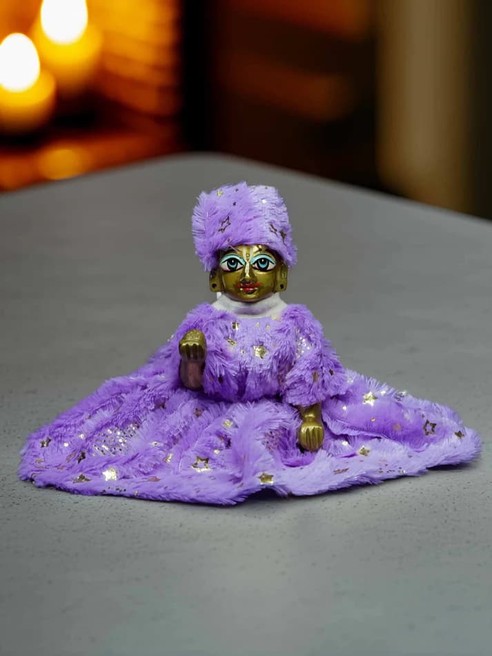 HimRajya Purple Fur Winter 3 pc Poshak Dress for Thakurji