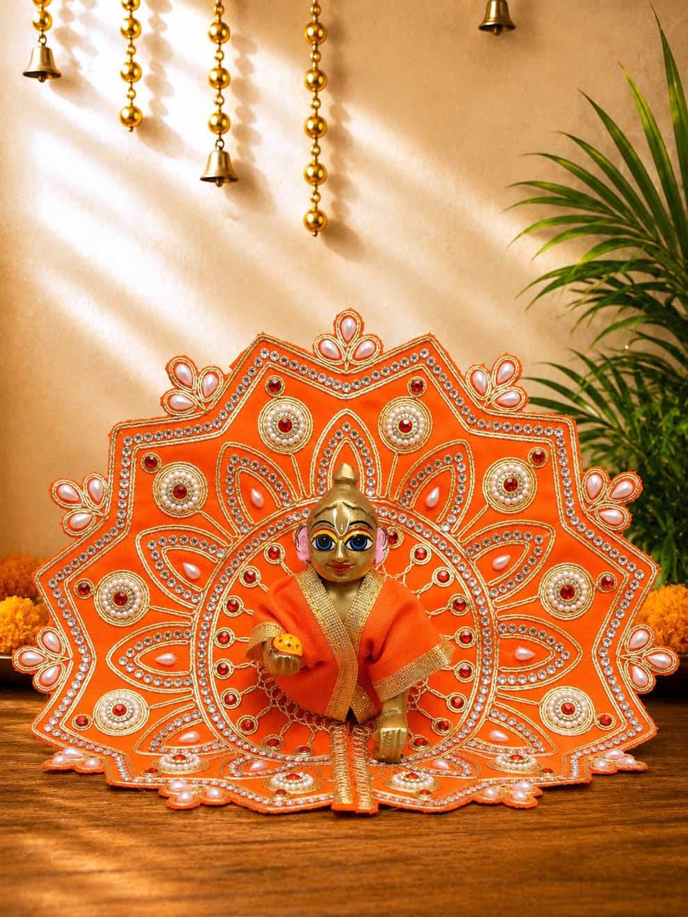 Ananta Orange Fancy Poshak For Kanha Ji