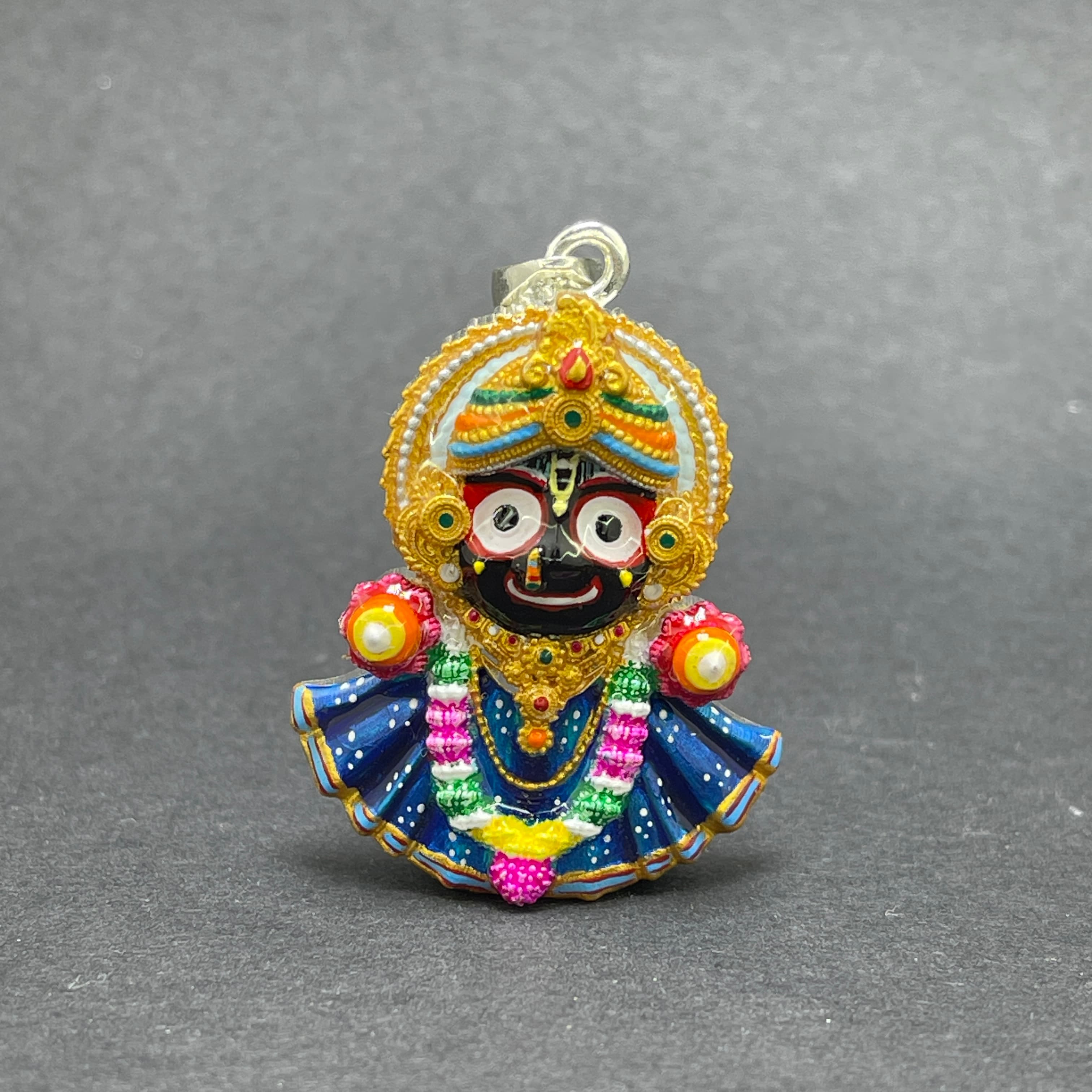 Sacred 925 Silver Jagannath Pendant with Enamel Work