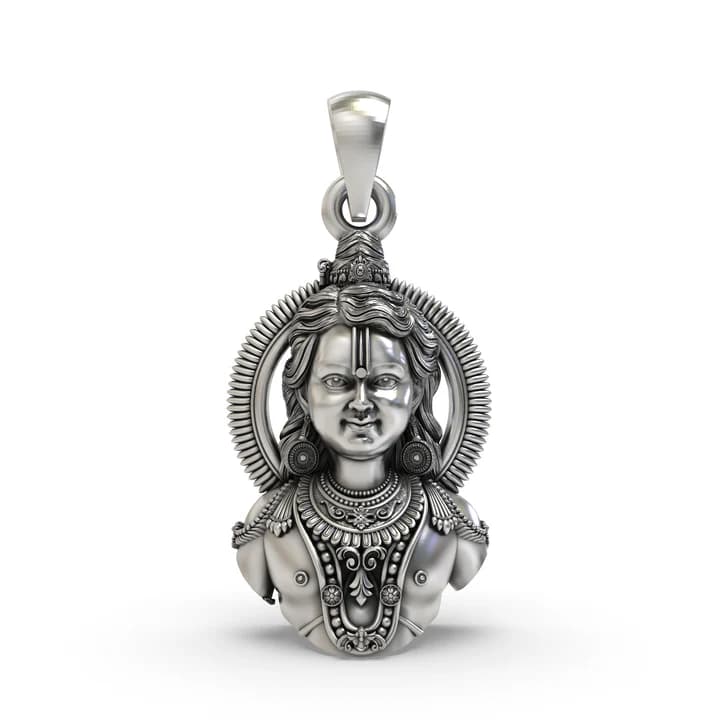 925 Silver Ayodhya Ram Lala Face Pendant – Divine Lord Ram Pendant for Blessings & Protection