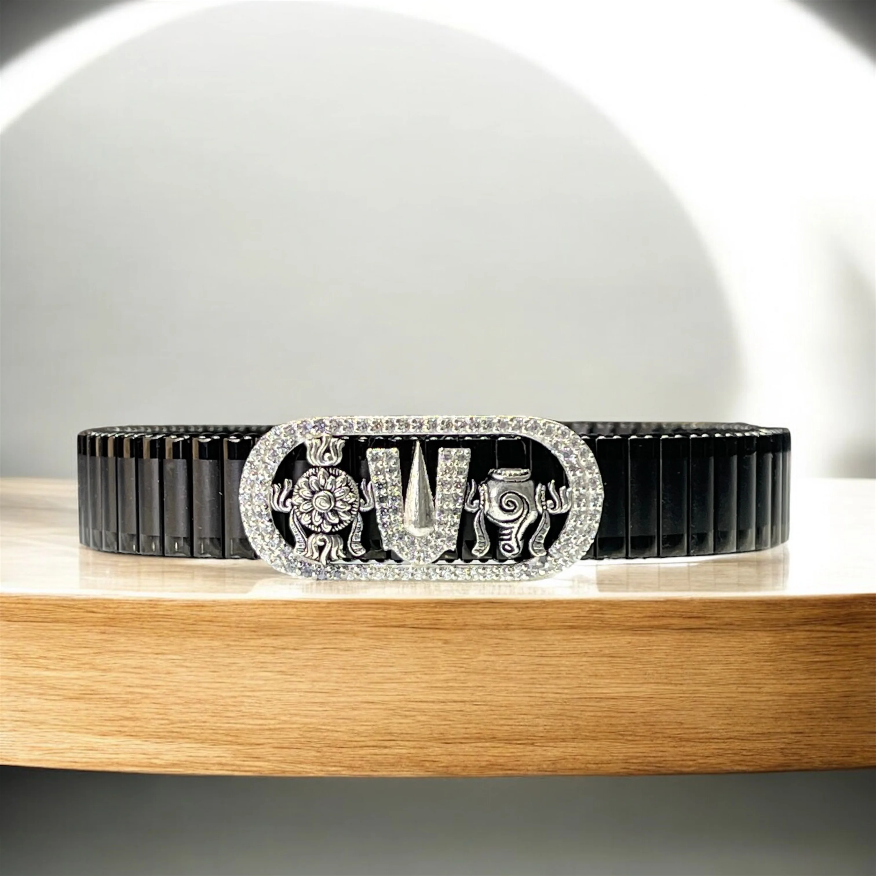 925 Silver Tirupati Balaji Tilak Bracelet | Iced Namam with Shankha Chakra Motif