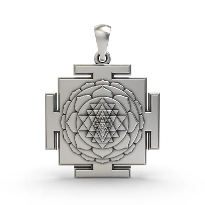 925 Silver Tripura Sundari Yantra Pendant – Sacred Symbol for Prosperity, Beauty & Divine Harmony