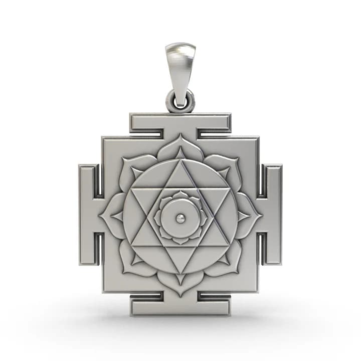 925 Silver Kamala Yantra Pendant – Sacred Symbol for Wealth, Prosperity & Positive Energy
