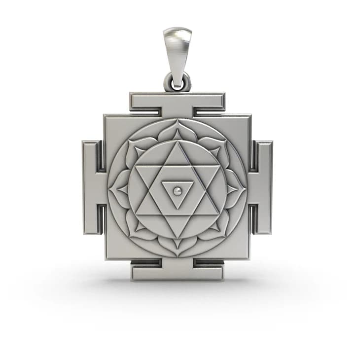 925 Silver Dhumavati Yantra Pendant – Sacred Symbol for Protection, Transformation