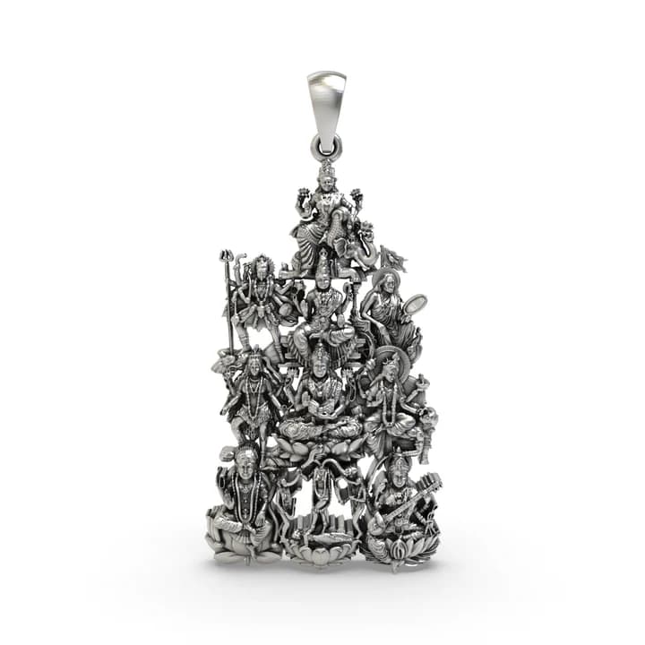 925 Silver Dasmahavidya Devi Pendant – Sacred Divine Feminine Symbol for Protection