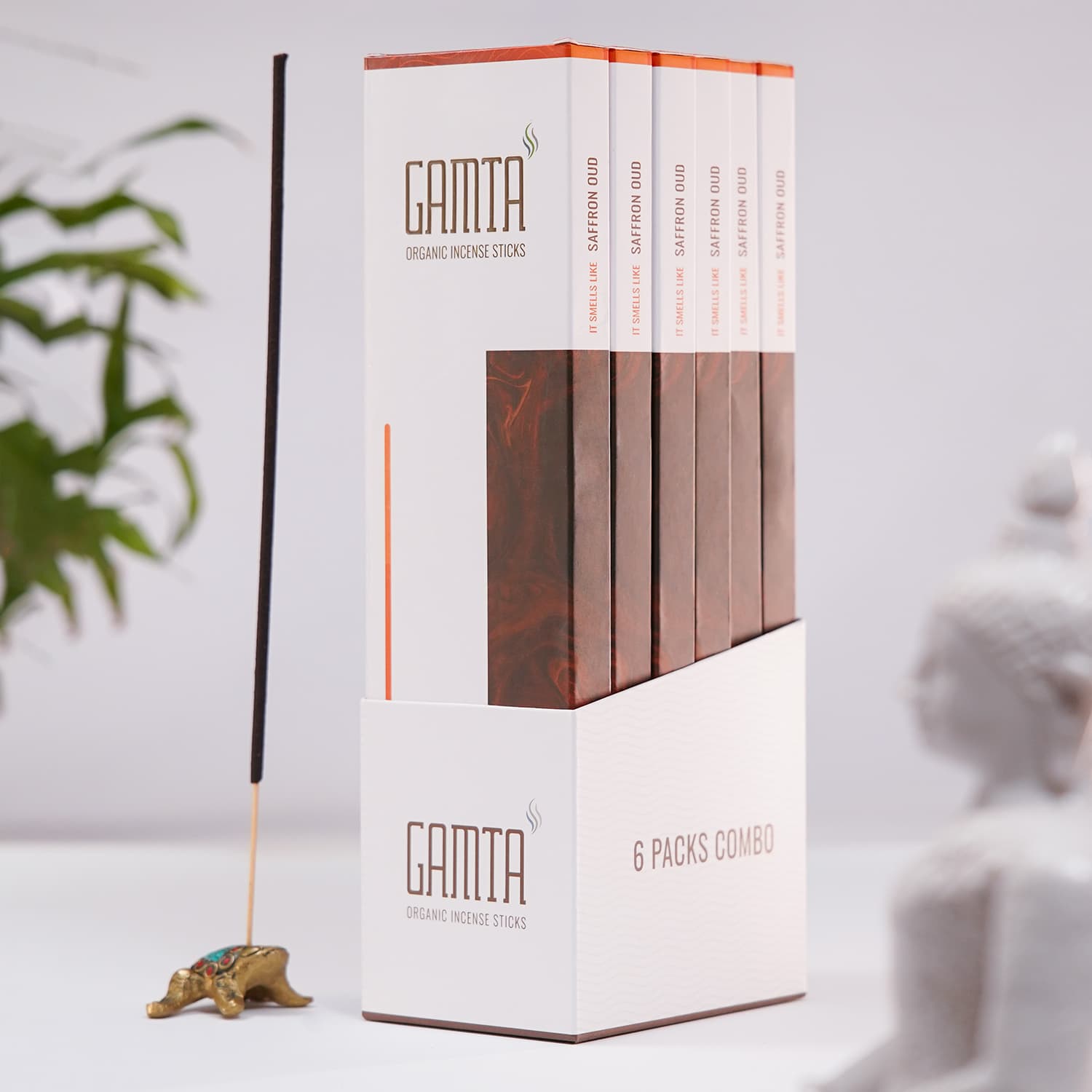 Gamta Organic Incense Sticks (Saffron Oud – 6 Pack Combo)