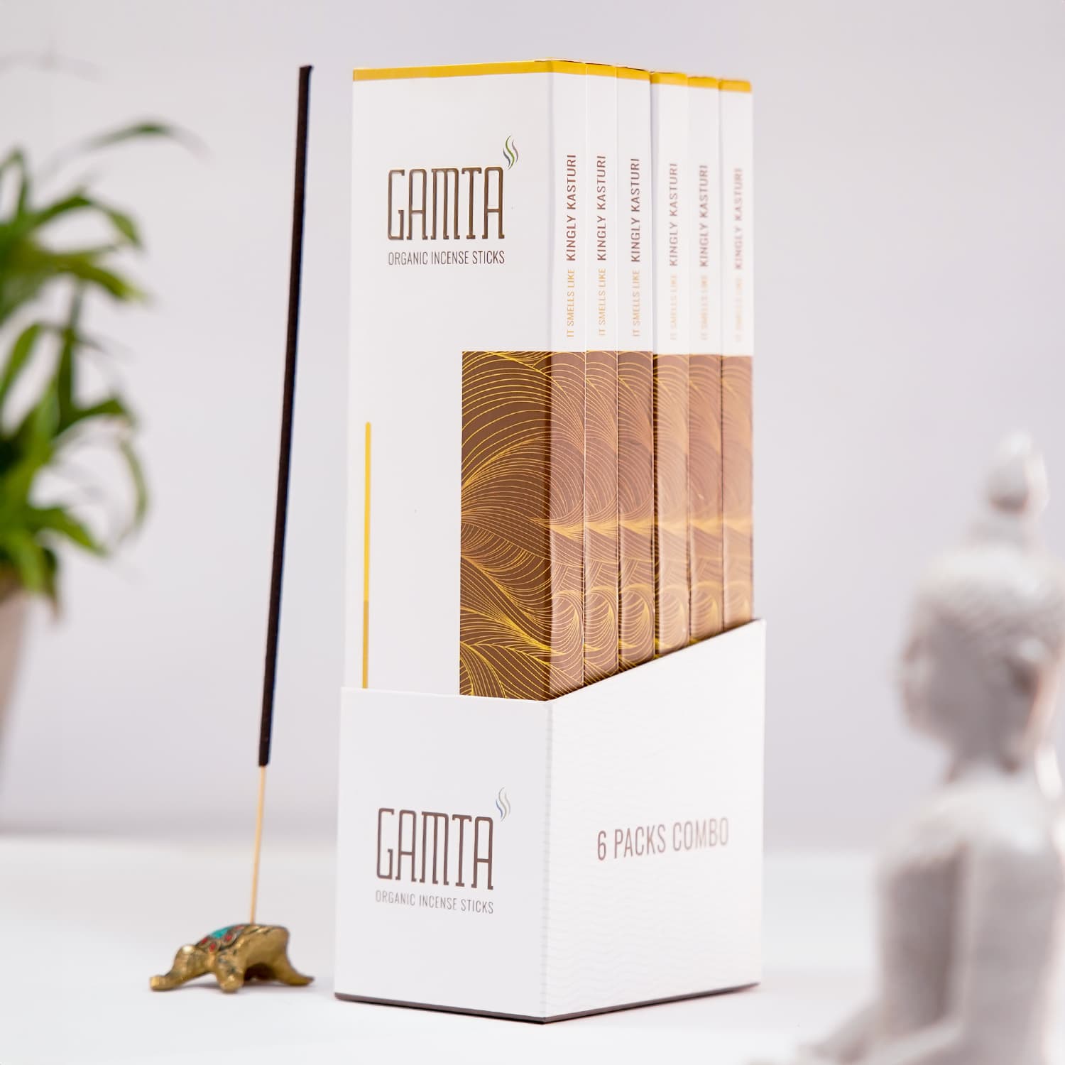 Gamta Organic Incense Sticks (Kingly Kasturi – 6 Pack Combo)