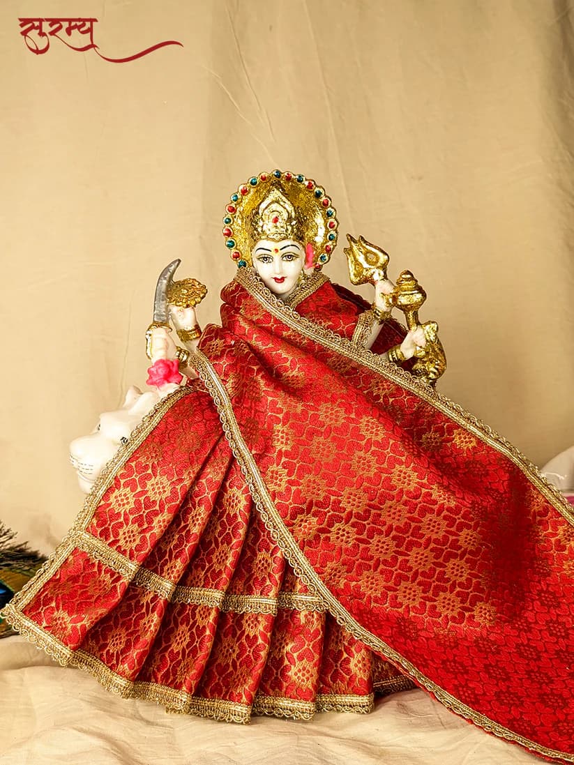 Kumkuma Devi Saree | Red Silk Brocade Saree for Mata Rani Ji
