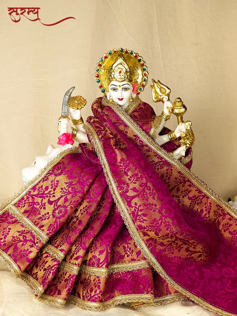 Rajrani Gulab Saree | Pink Silk Brocade Saree for Mata Rani Ji