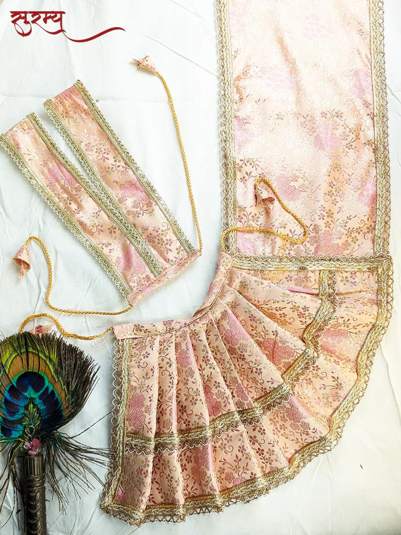 Komal Gulab Saree | Pink Silk Brocade Saree for Mata Rani Ji