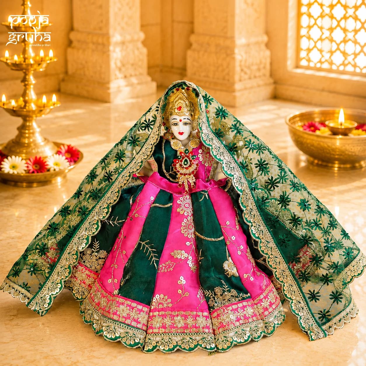 Gulabi Neel Shringar Mata Rani Dress Set