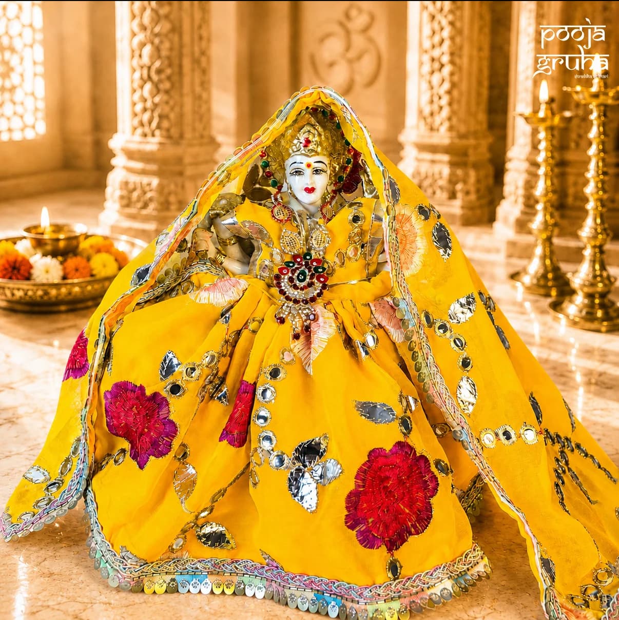Kesariya Bandhani Mata Rani Dress Set