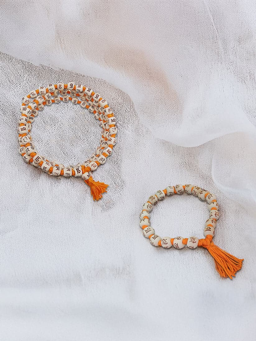 Hare Ram Mala (54 beads) + Bracelet Combo