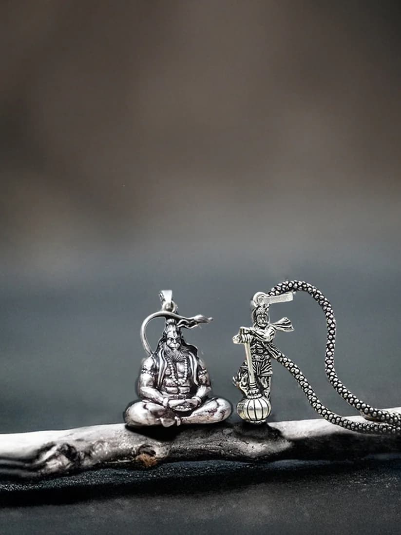 Bajrang Bali Silver Pendant Set of 2