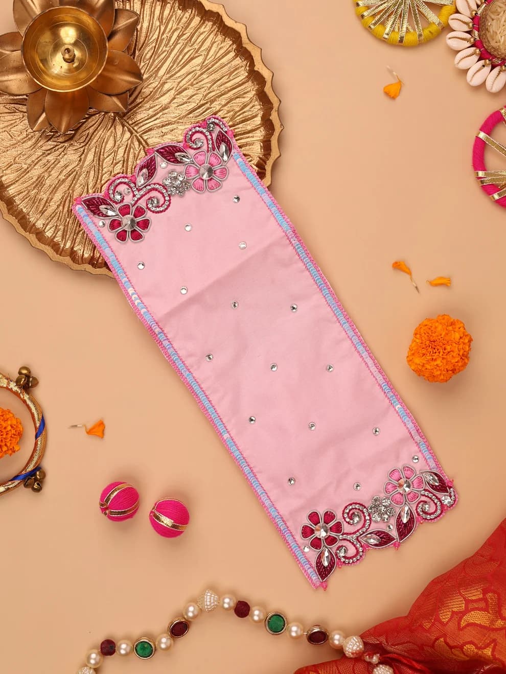 Pushp Mala Pink Odhni ( Size - 4x11 inch )