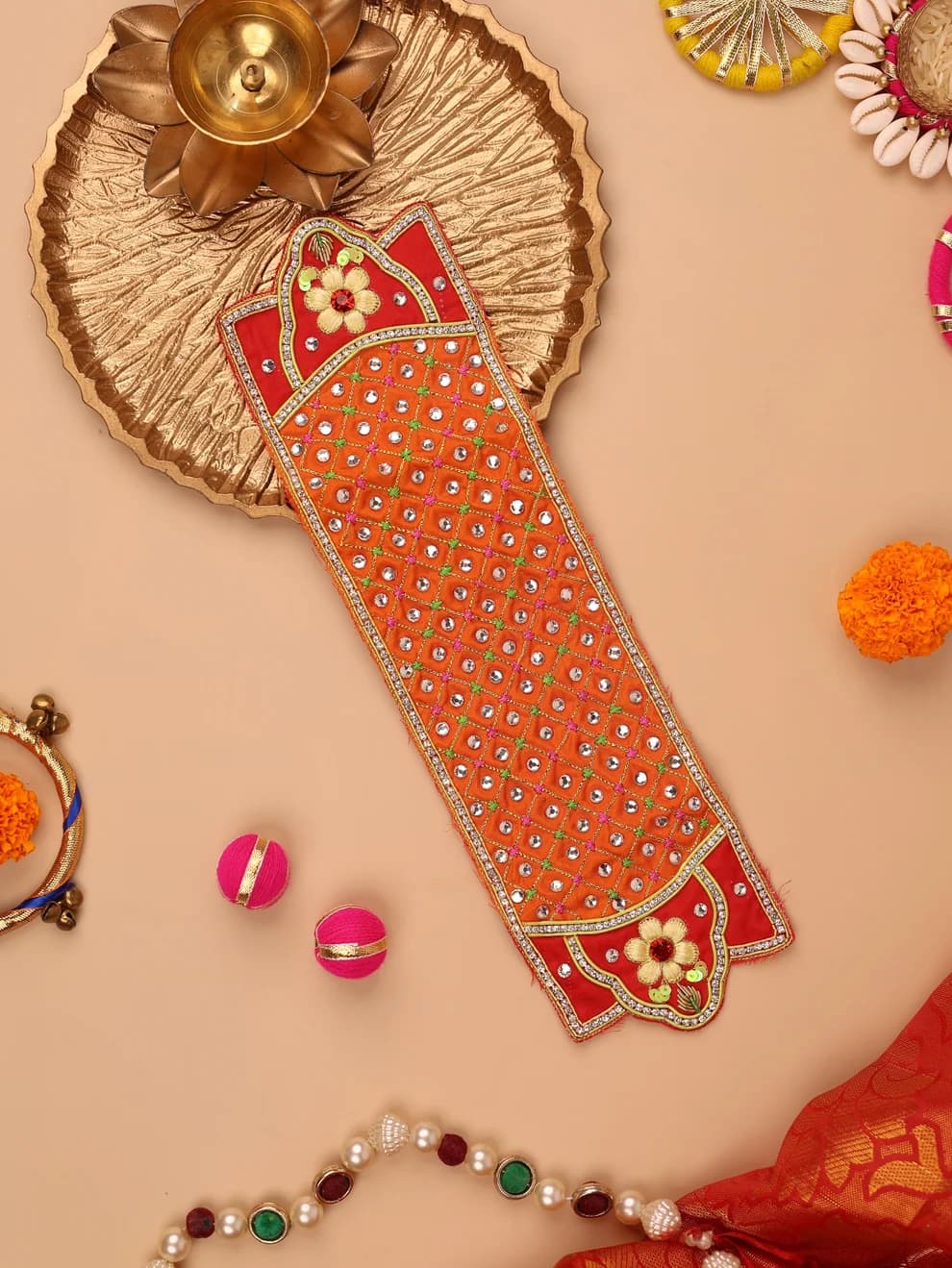 Madhur Leela Orange Odhni ( Size - 2x8 inch )