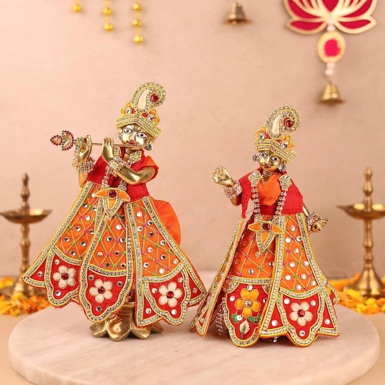 Madhur Leela Orange Lehenga Dhoti with Patka