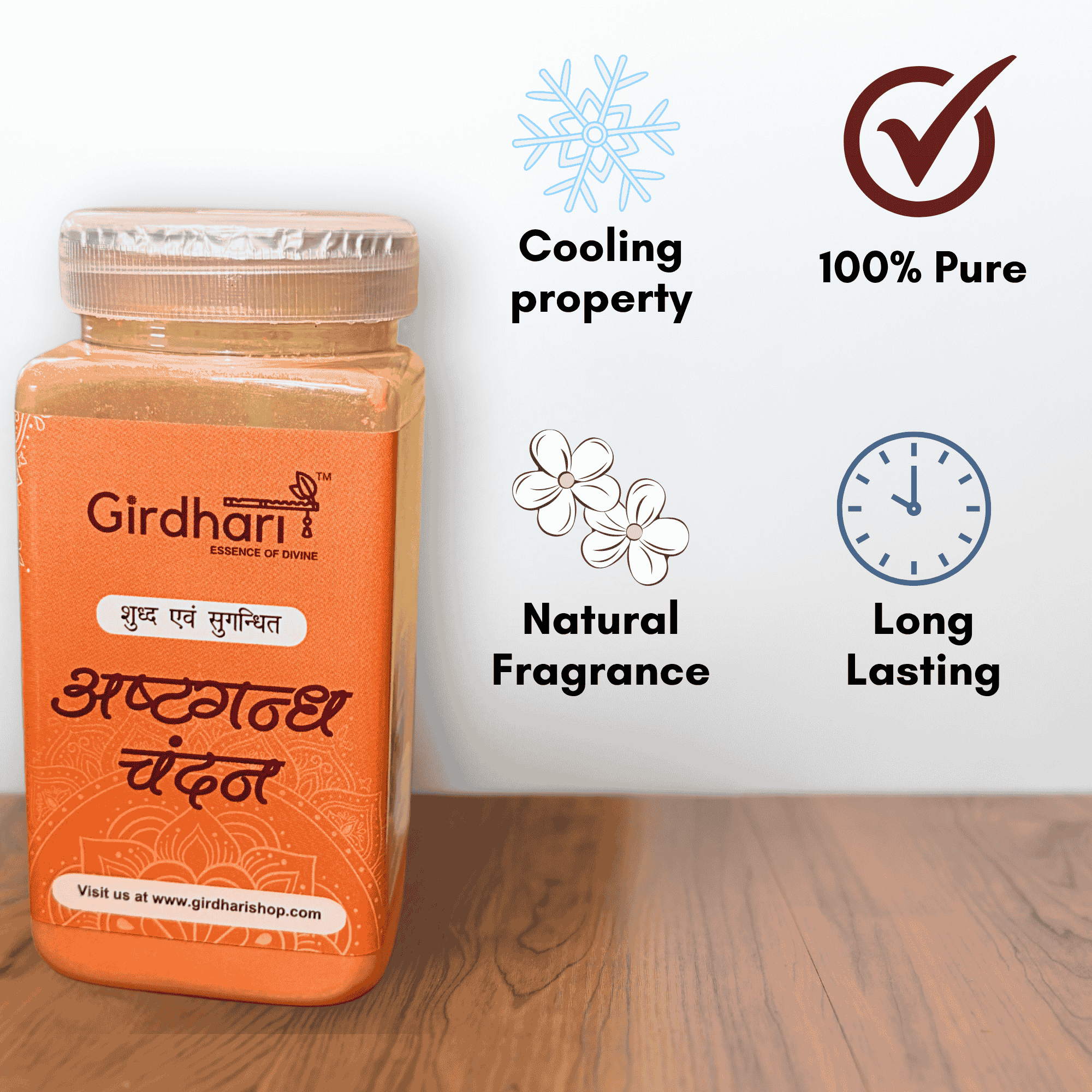 Pure Asthagandha Chandan – 125gm – Sacred Sandalwood Powder for Shiv Puja, Tilak, Sawan Rituals