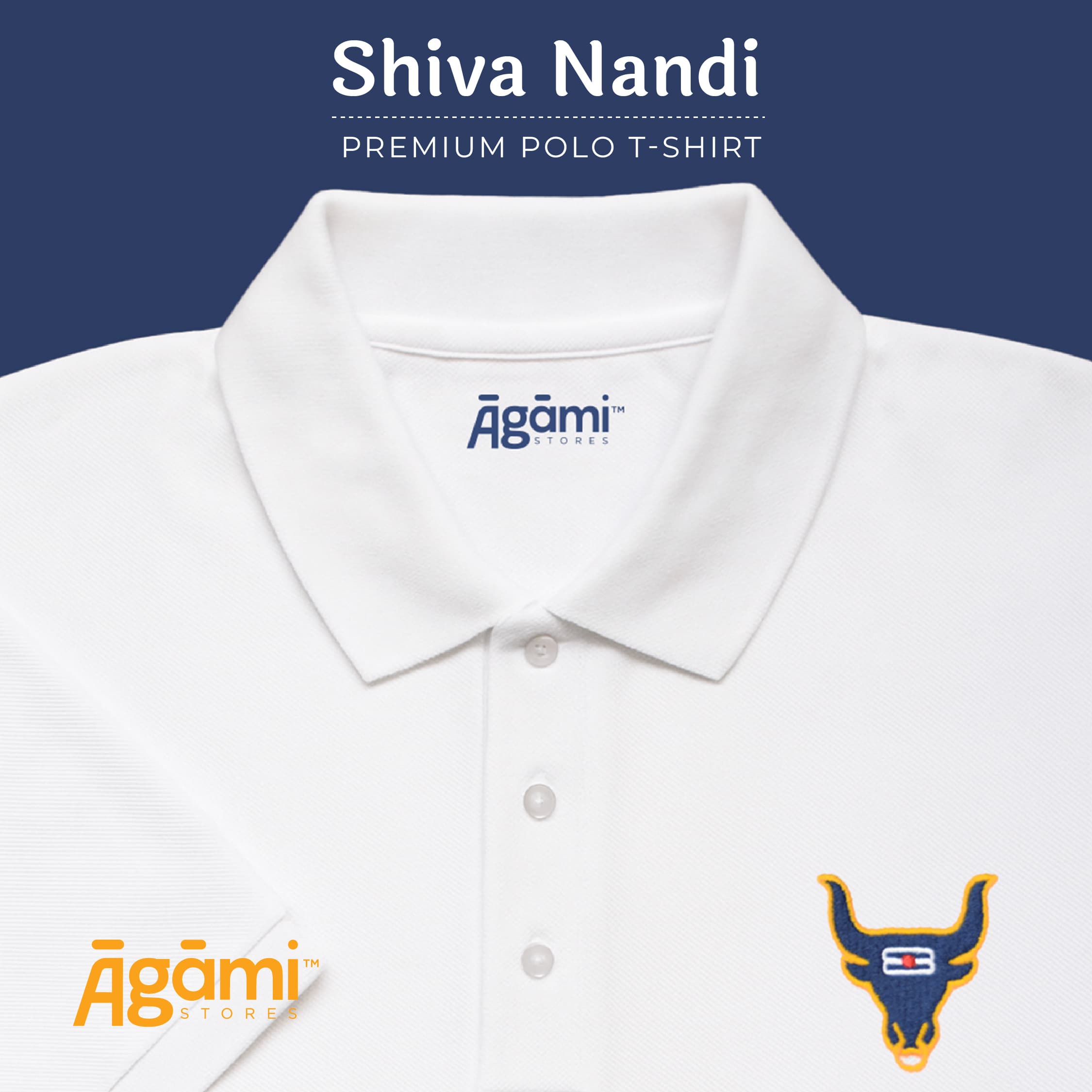 Shiva Nandi Polo Neck Tshirt - White | Regular Fit