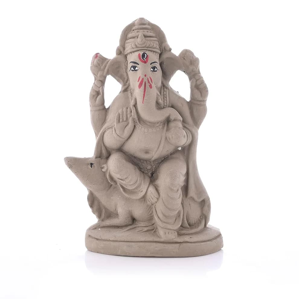 Pujahome Panchgavya Mitti Mushak Ganesh Idol | Eco-Friendly Handcrafted | Ganesh Chaturthi (6.5x3.5